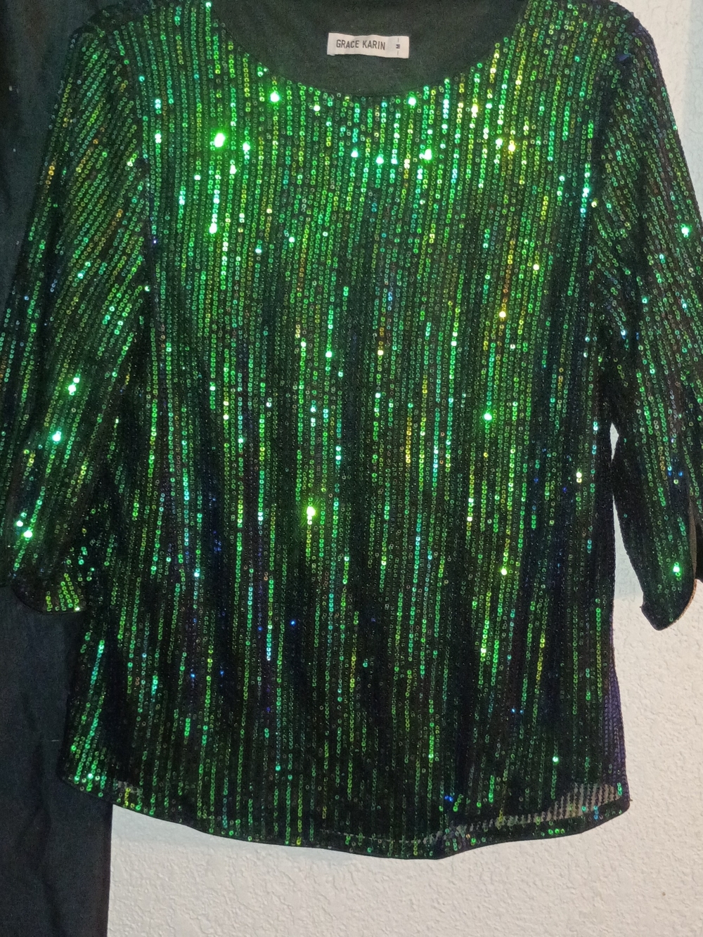 Grace Karin Green Sequin Evening Top